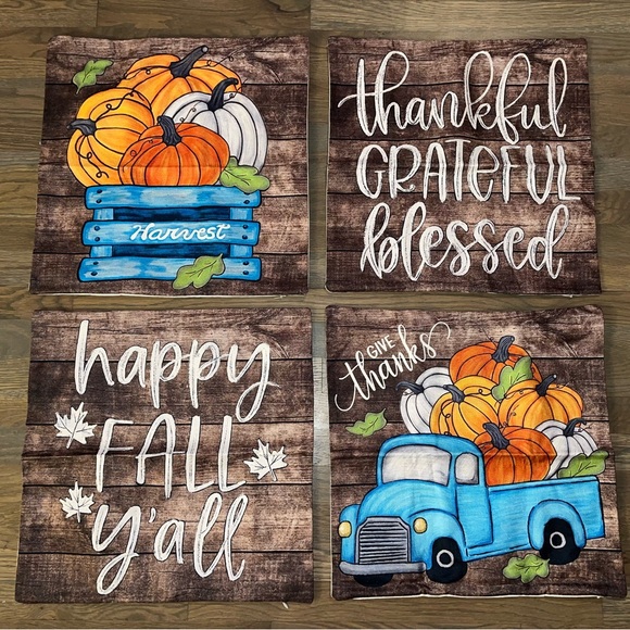 Not Branded Other - Fall Pumpkin Throw Pillow Covers Set of 4 Thanksgiving Farmhouse Decor
